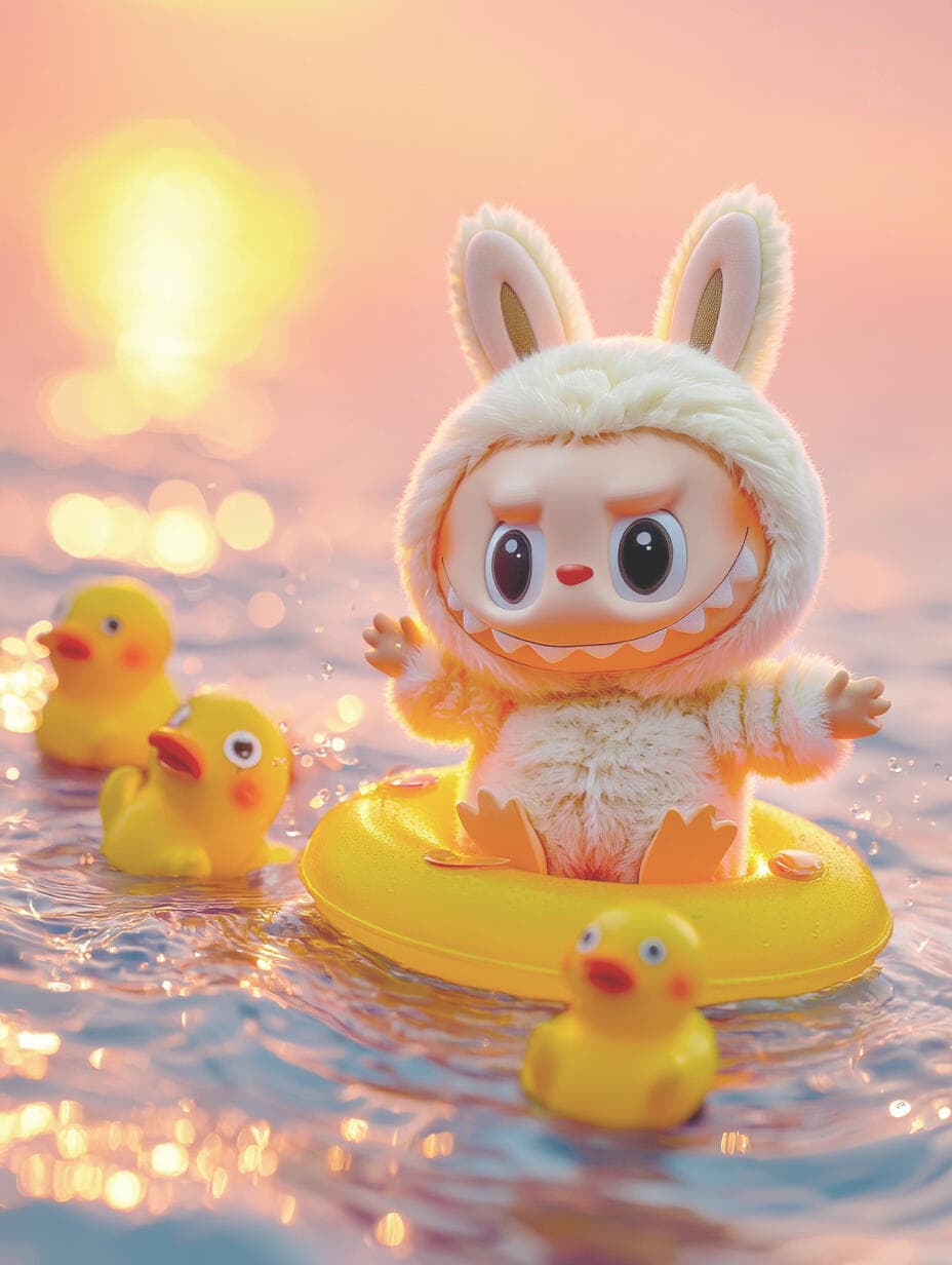 Labubu exploring ancient ruins